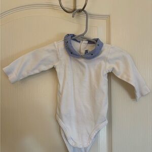 Jacadi White Bodysuit with Blue Collar